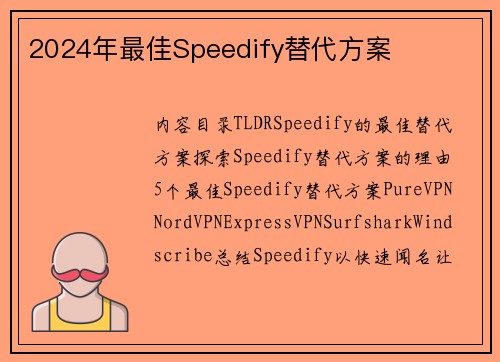 2024年最佳Speedify替代方案